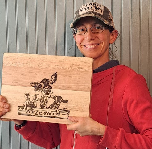 Laser Engraved Rubber Wood Cutting Board 14" x 10" - Made by Local Artist in CSRA